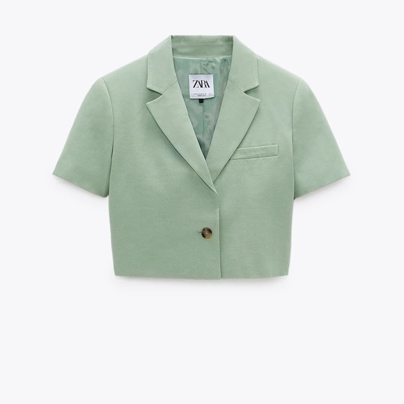 Zara LINEN BLEND CROPPED BLAZER. - Picture 2 of 4